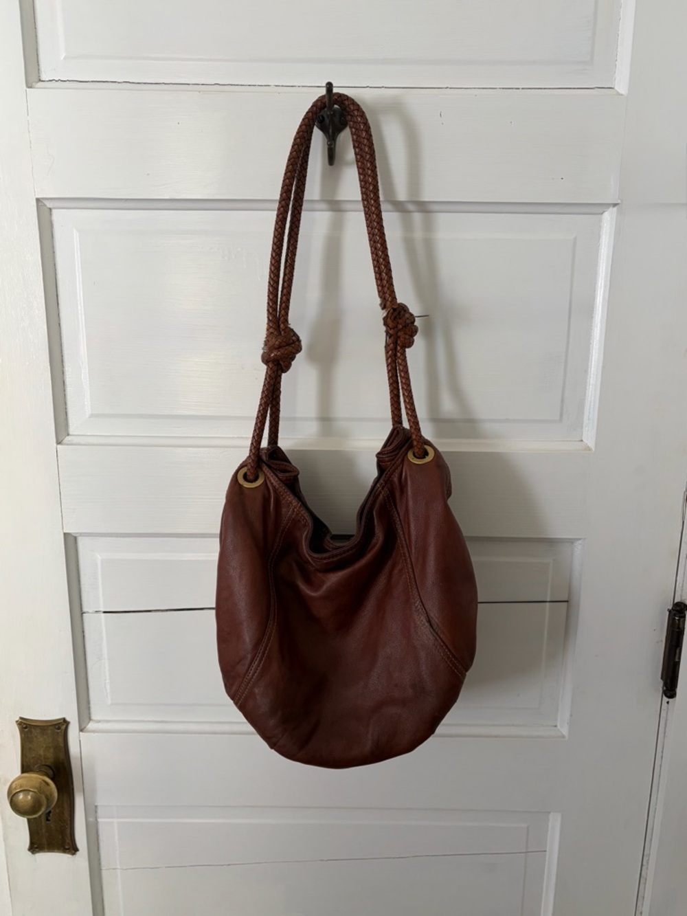 Vintage Eric Javits Y2K, leather , braided Hobo bag. Slouchy shoulder bag